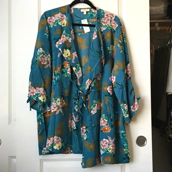 loralette Jackets & Blazers - LORALETTE floral tie-front jacket | 3X | NWT
